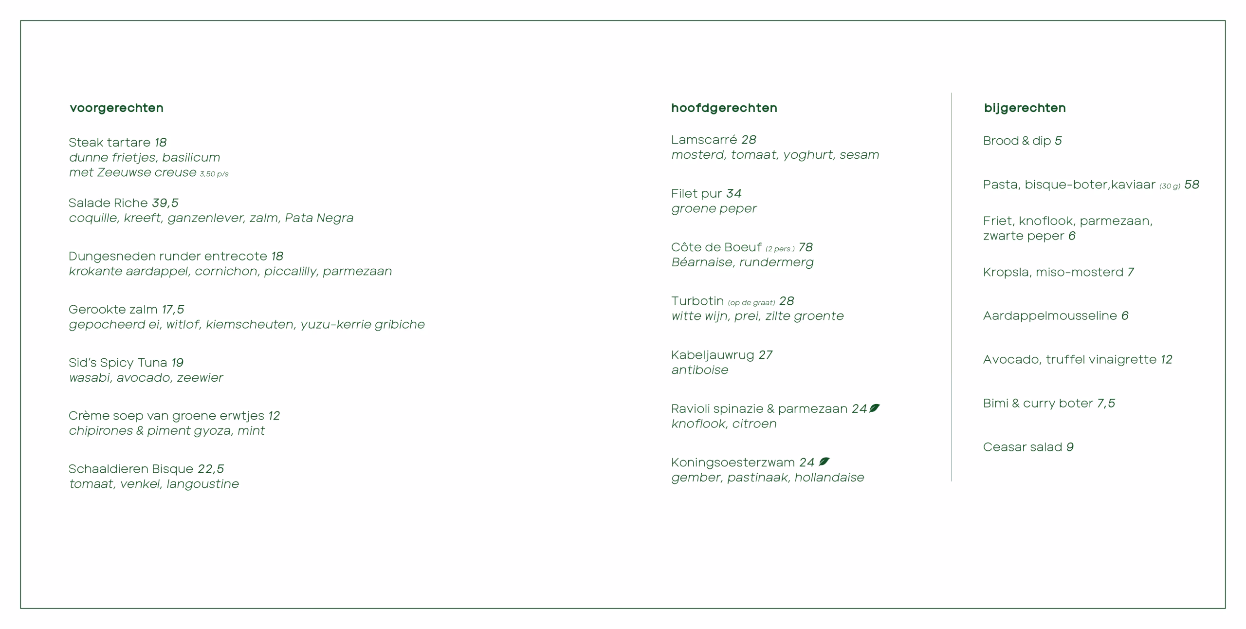 Dinerkaart Rust Wat 0425