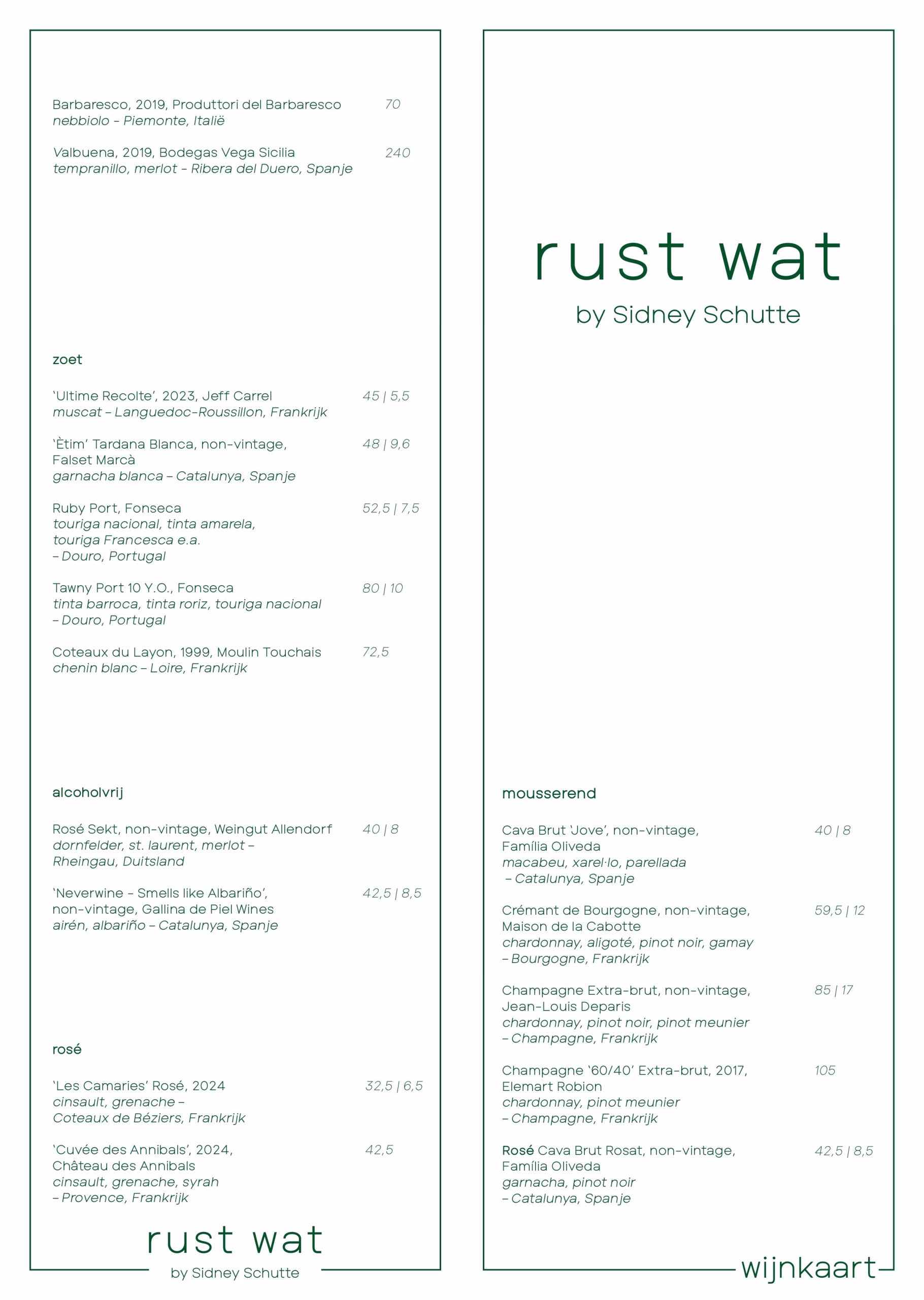 Wijnkaart Rust Wat september 